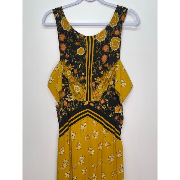 Free People Sunrise Oblivion Maxi Dress Antique Gold Floral Size 12 Boho - Picture 6 of 11